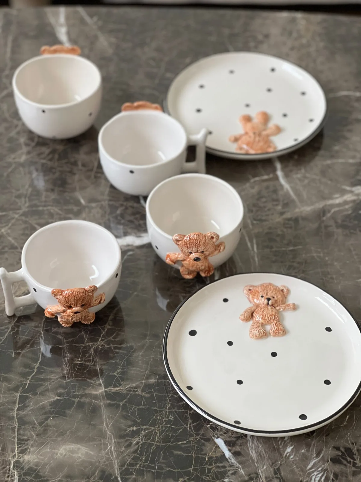 MeGgDecor Teddy Bear 2 Adet Kabartma 21cm Tabak - Görsel 4