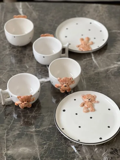 MeGgDecor Teddy Bear 6 Parça 2 Kişilik kahvaltı seti