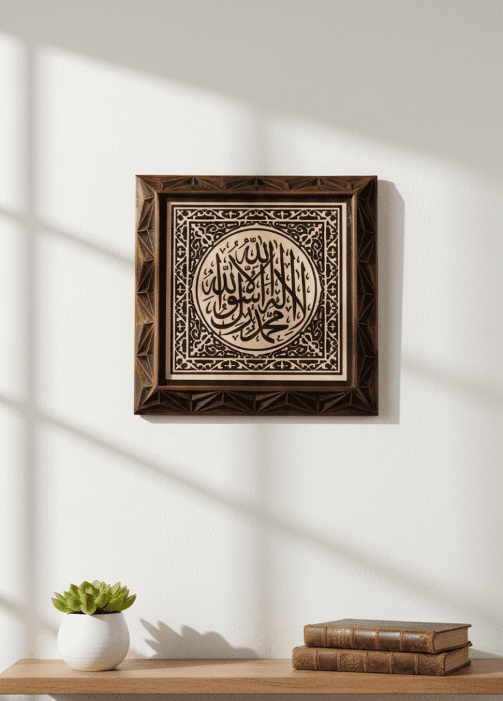 İslami Kelime-i Tevhid Yazılı Ahşap Duvar Tablosu – Duvar Dekorasyon