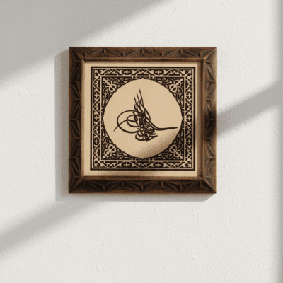 İslami Tablo – Osmanlı Tuğrası Yazılı Ahşap Duvar Tablosu